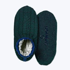 Bombas Women's Gripper Slipper Cable Knit, Jewel Pine, XS